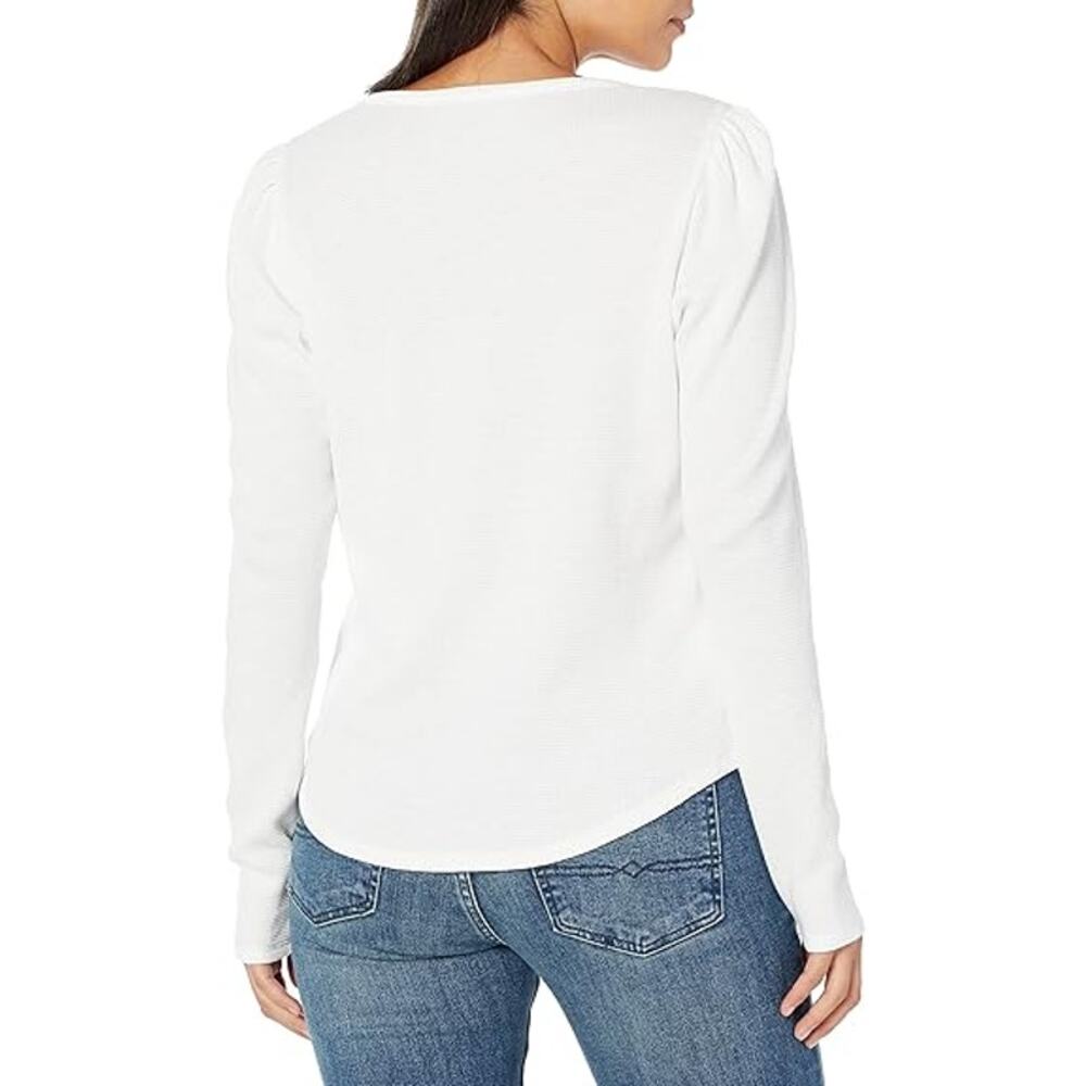 Paige Daniella Long Puff Sleeve Henley Top Ivory White Women's Size Small - Picture 3 of 13